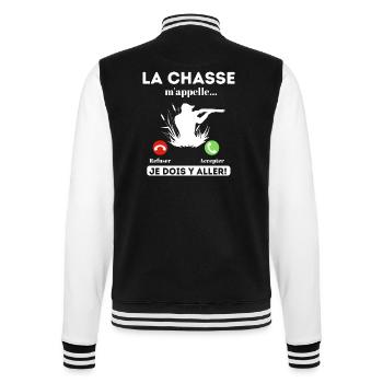 La chasse m' appelle humour chasseur cadeau chasse - Veste Teddy - noir/blanc - Dos - Marisol (170cm)