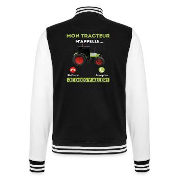 Mon tracteur m' appelle humour agriculteur cadeau - Veste Teddy - noir/blanc - Dos - Marisol (170cm)