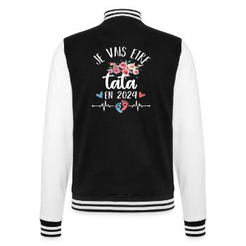 Je vais être tata en 2024 cadeau annonce naissance - Veste Teddy - noir/blanc - Dos - Marisol (170cm)
