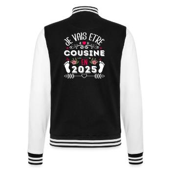 Je vais être cousine 2025 annonce naissance cadeau - Veste Teddy - noir/blanc - Dos - Marisol (170cm)