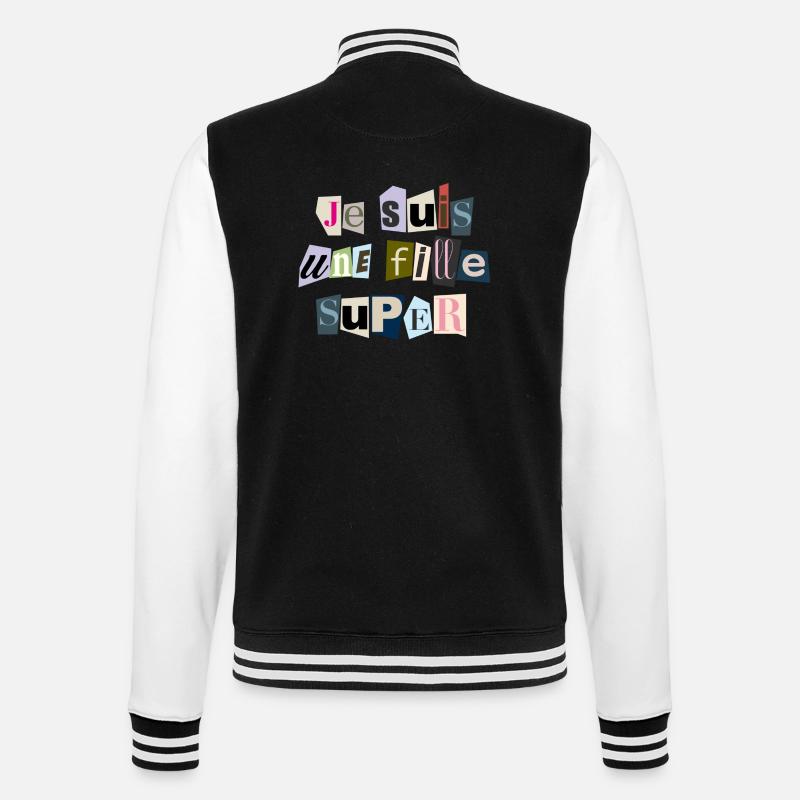 Ich bin ein Super-Mädchen - College-Sweatjacke - Schwarz/Weiß