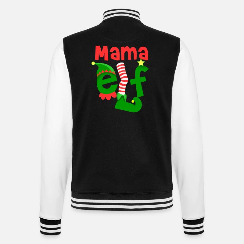Mama Elf - College-Sweatjacke - Schwarz/Weiß