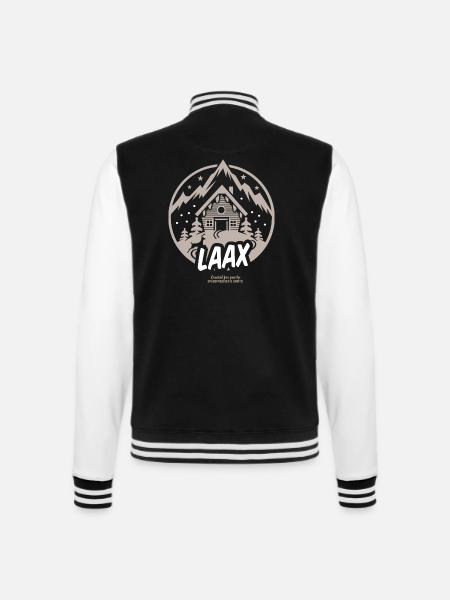 Apres Ski T Shirt Design Laax Schweiz Skigebiet - College-Sweatjacke - Schwarz/Weiß
