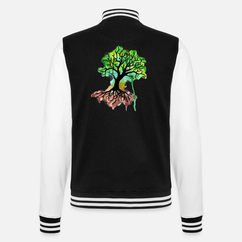 träd - Collegesweatjacka - svart/vit