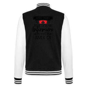 Assez douée pour devenir infirmière cadeau - Veste Teddy - noir/blanc - Dos - Marisol (170cm)