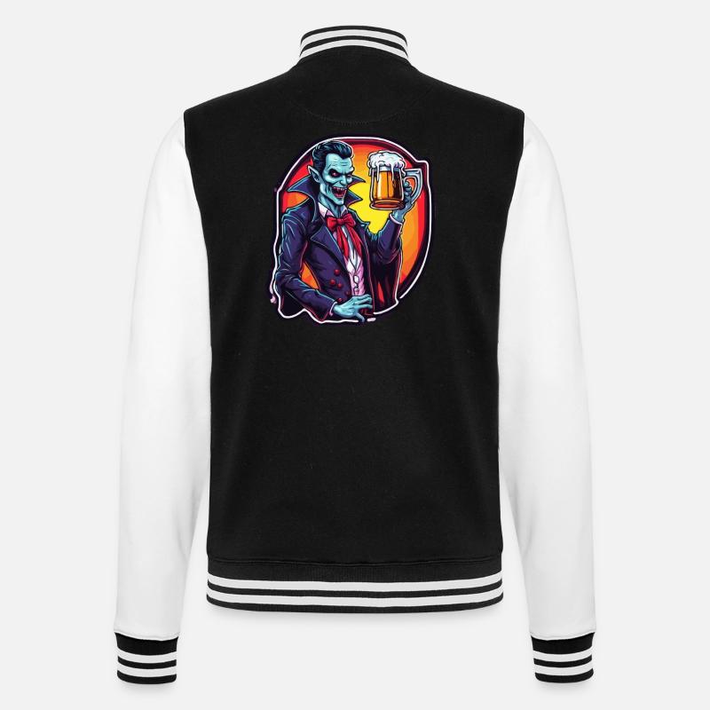 Vampir / Dracula / Blutsauger / Halloween / Mythos - College-Sweatjacke - Schwarz/Weiß