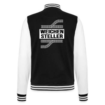 Eisenbahn "Weichensteller" Lok Modeleisenbahn - College-Sweatjacke - Schwarz/Weiß - Hinten - Marisol (170cm)