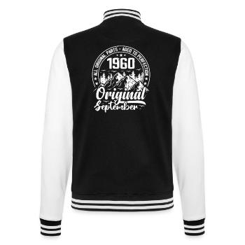 September 1960 Original:64 Jahre altes Geburtstagsgeschenk - College-Sweatjacke - Schwarz/Weiß - Hinten - Marisol (170cm)