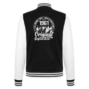 September 1961 Original: 63 Jahre Geburtstagsgeschenk - College-Sweatjacke - Schwarz/Weiß - Hinten - Marisol (170cm)