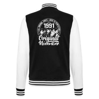 November 1991 Original 33 Jahre altes Geburtstagsgeschenk - College-Sweatjacke - Schwarz/Weiß - Hinten - Marisol (170cm)