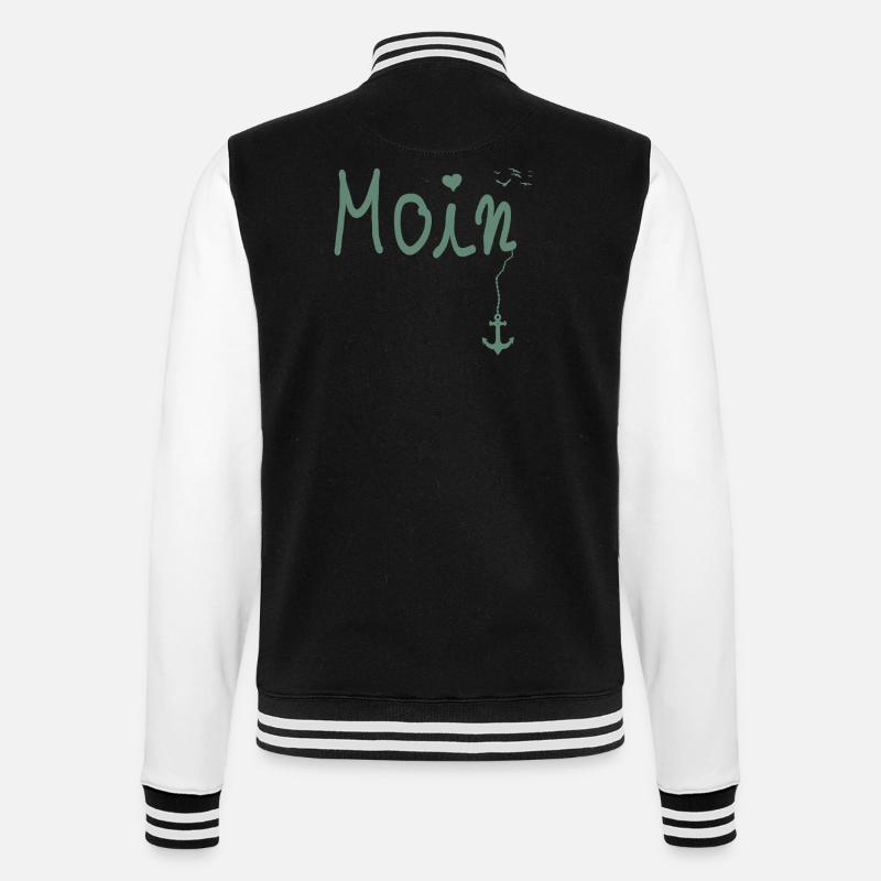 Moin Welcome Moin with Seagull - College Sweat Jacket - black/white