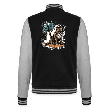 Leopard Insel Palme - College-Sweatjacke - Schwarz/Grau meliert - Hinten - Marisol (170cm)