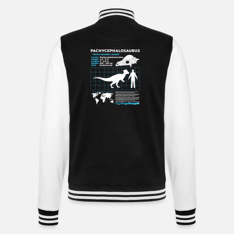 Pachycephalosaurus Fact Sheet - College-Sweatjacke - Schwarz/Weiß