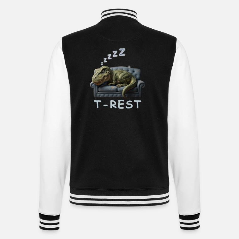 T-Rest Dino auf Sofa - College-Sweatjacke - Schwarz/Weiß