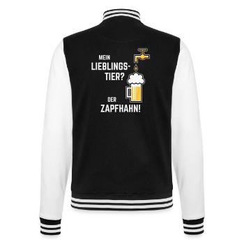 Mein Lieblingstier? Der Zapfhahn! (Bier / 3C) - College-Sweatjacke - Schwarz/Weiß - Hinten - Marisol (170cm)