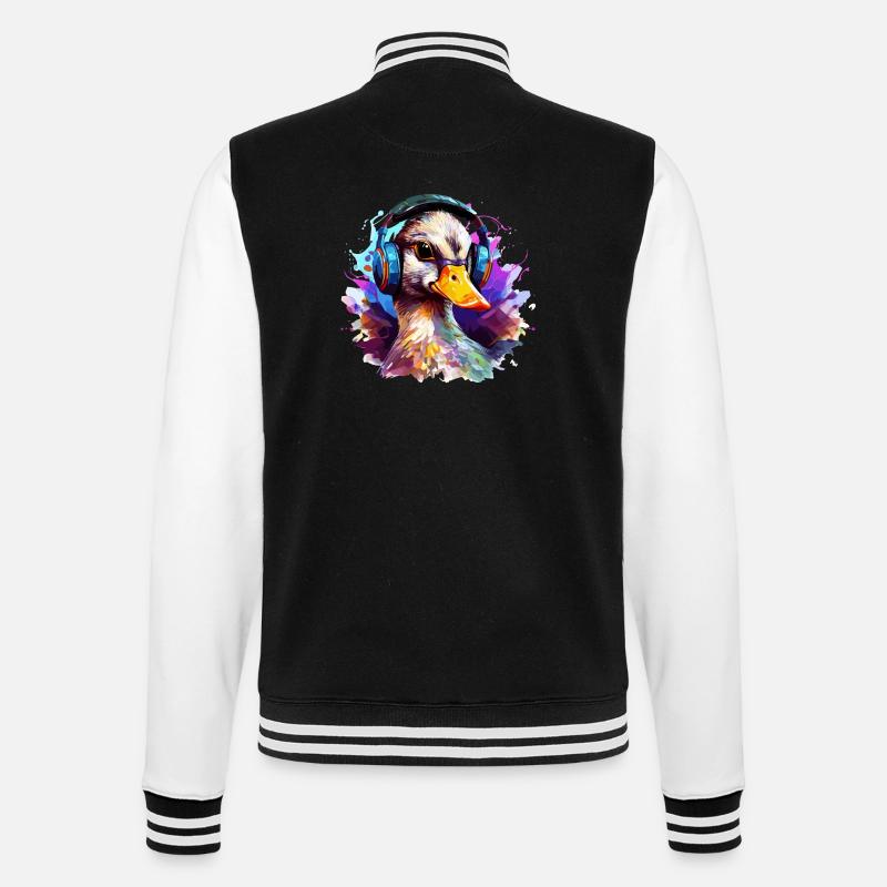 Funky Ente mit Kopfhörer Graffiti-Style - College-Sweatjacke - Schwarz/Weiß