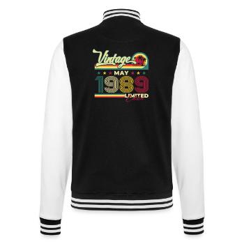 Original May 1989 Vintage 1989 Birthday 1989 - College Sweat Jacket - black/white - Back - Marisol (170cm)