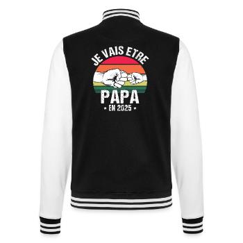 Je vais être papa en 2025 cadeau naissance vintage - Veste Teddy - noir/blanc - Dos - Marisol (170cm)