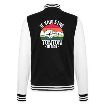 Je vais être tonton en 2025 cadeau naissance 2025 - Veste Teddy - noir/blanc - Dos - Marisol (170cm)