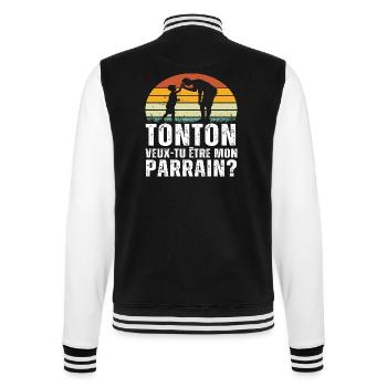 Tonton veux-tu être mon parrain cadeau filleul - Veste Teddy - noir/blanc - Dos - Marisol (170cm)