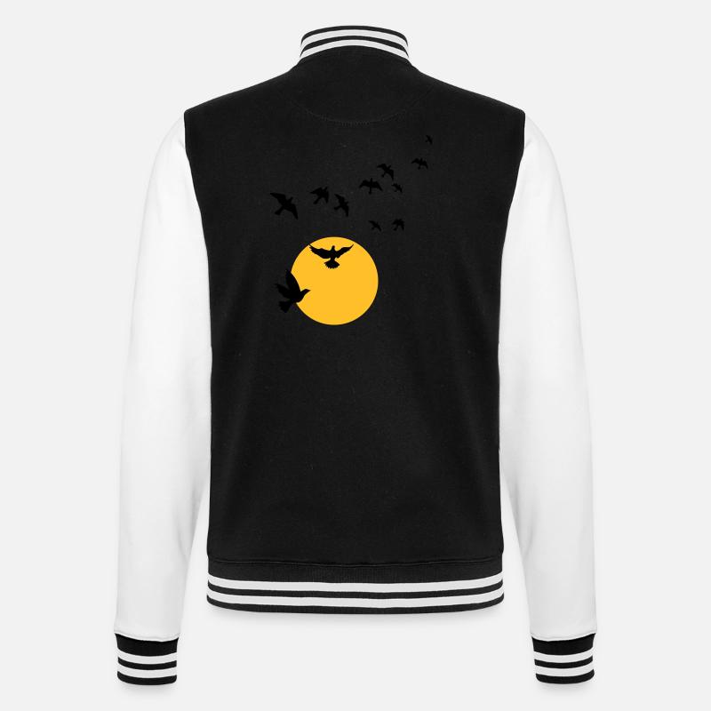 Oiseaux au coucher du soleil - Veste Teddy - noir/blanc