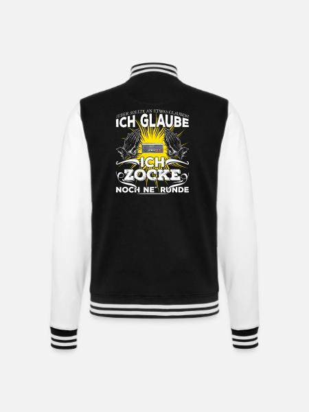 Ich glaube ich zocke noch ne Runde (hell) - College-Sweatjacke - Schwarz/Weiß