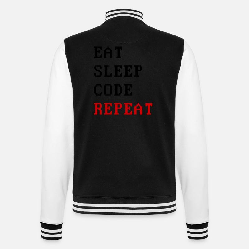 eat sleep code repeat - College Sweat Jacket - black/white
