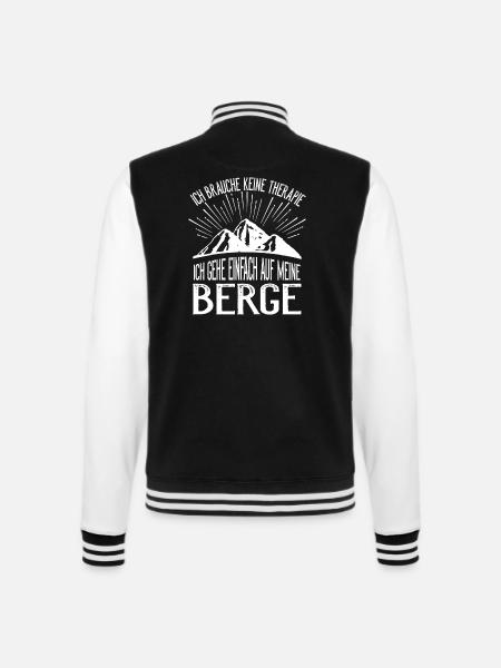 Berge sind meine Therapie - College-Sweatjacke - Schwarz/Weiß