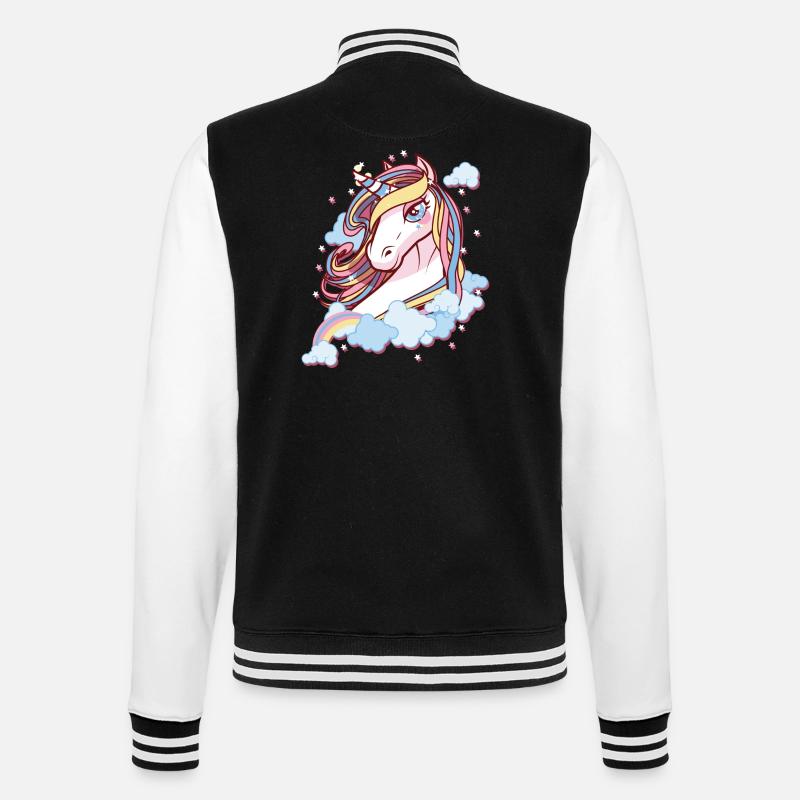 Einhorn - College-Sweatjacke - Schwarz/Weiß
