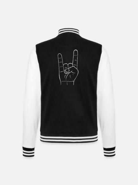 Fingerzeichen Rock Heavy Metal shirt Geschenk - College-Sweatjacke - Schwarz/Weiß