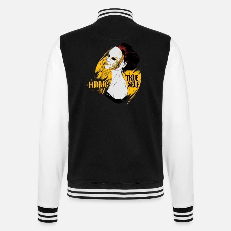 Hide the true me - Masked - College Sweat Jacket - black/white
