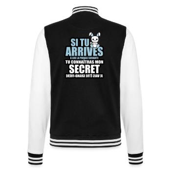 tu connaîtras mon secret je vais être grand-frère - Veste Teddy - noir/blanc - Dos - Marisol (170cm)