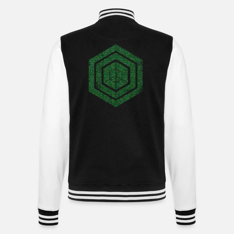hexagon programming programmer coding geometric - College Sweat Jacket - black/white
