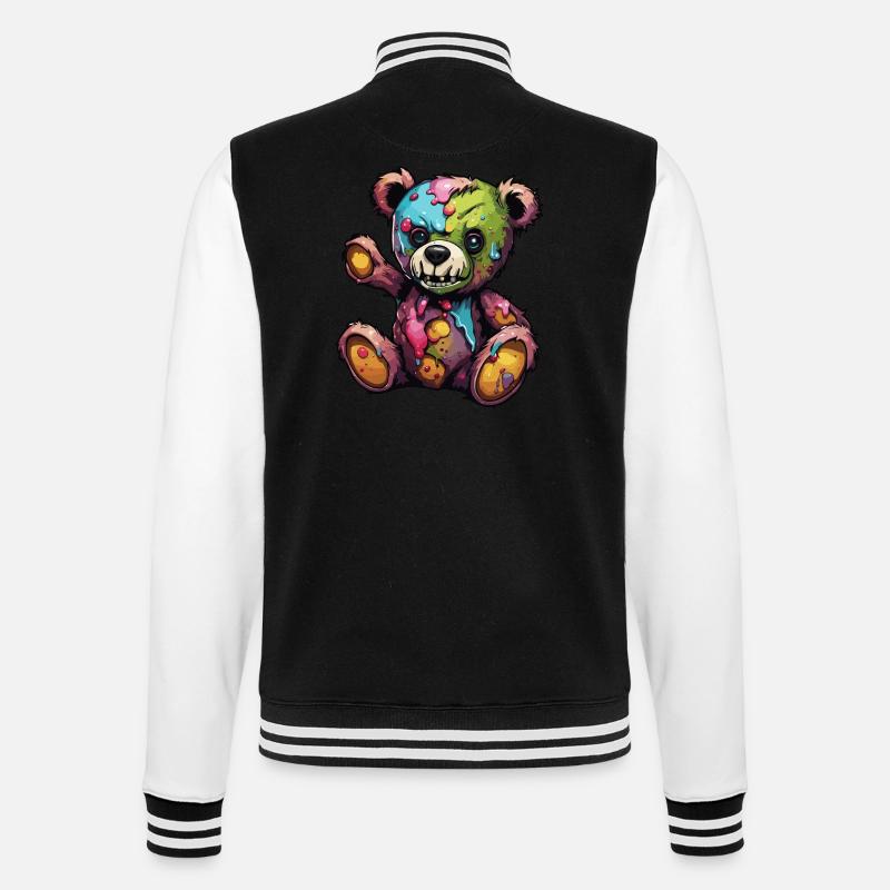 Teddybär / Kuscheltier / Stofftier / Geschenkidee - College-Sweatjacke - Schwarz/Weiß