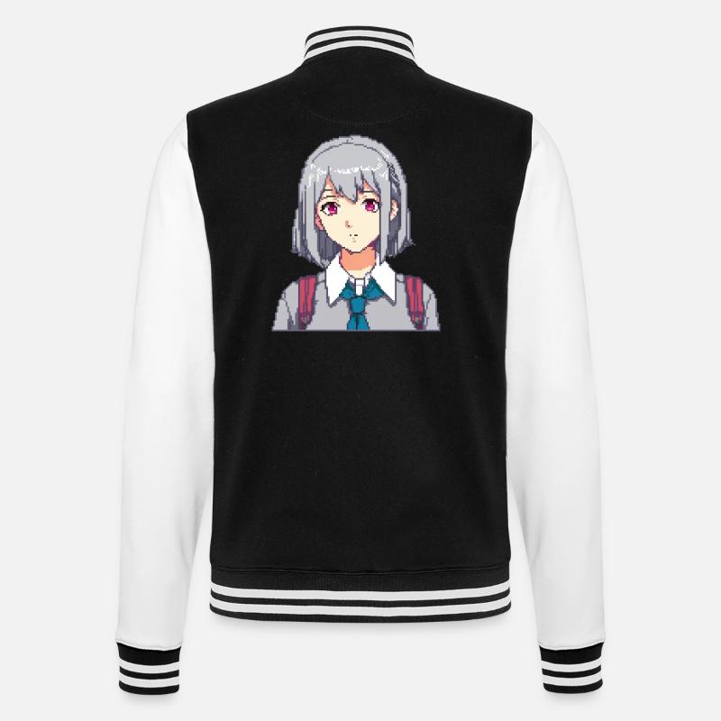 Pixel Schulmädchen Charm - College-Sweatjacke - Schwarz/Weiß