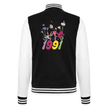 Year of birth 1991 wildflowers - College Sweat Jacket - black/white - Back - Marisol (170cm)