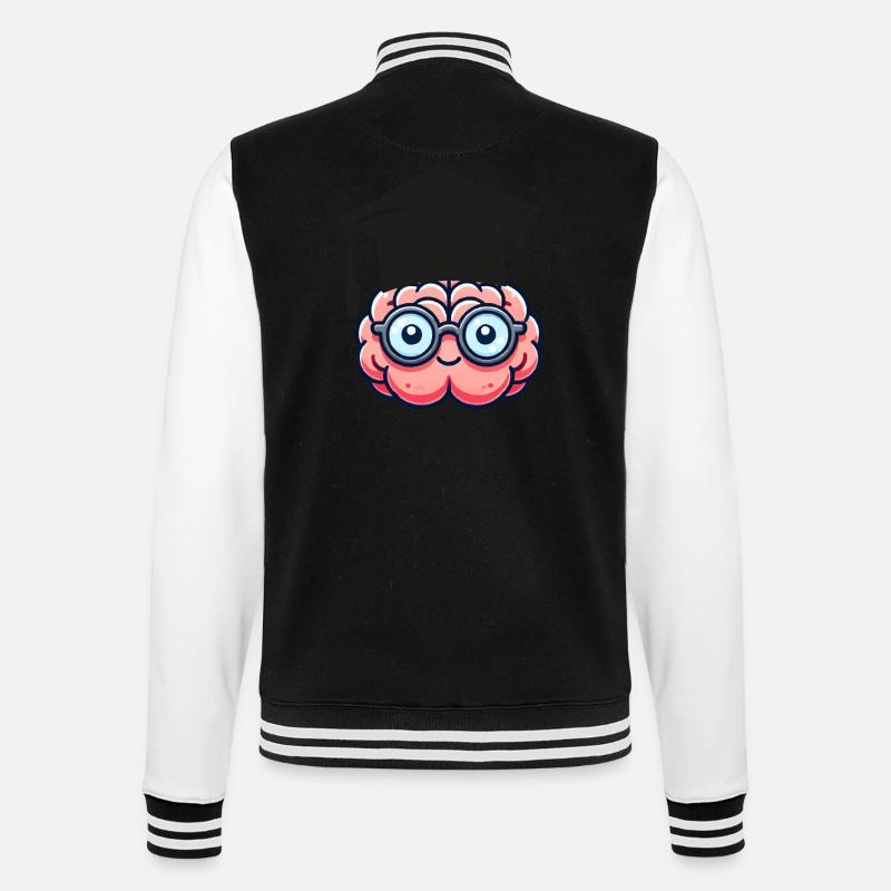 brain comic nerd student - College Sweat Jacket - black/white