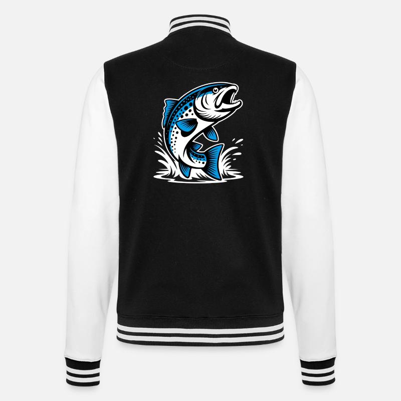 Springende Forelle - College-Sweatjacke - Schwarz/Weiß