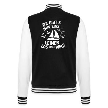 Leinen los und nichts wie weg! Wir legen ab! - College-Sweatjacke - Schwarz/Weiß - Hinten - Marisol (170cm)