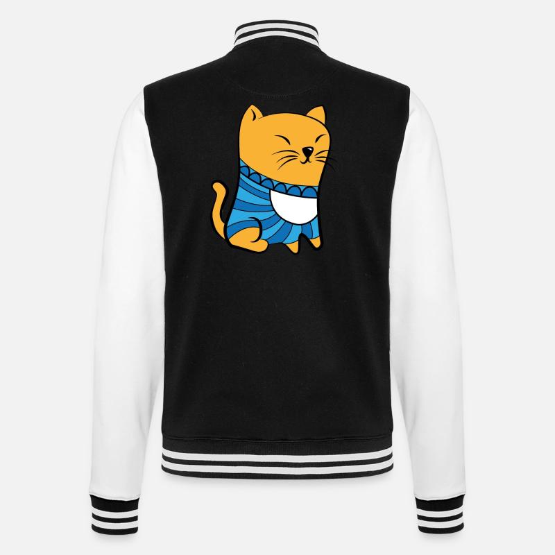Cat with Pullover - College Sweat Jacket - black/white