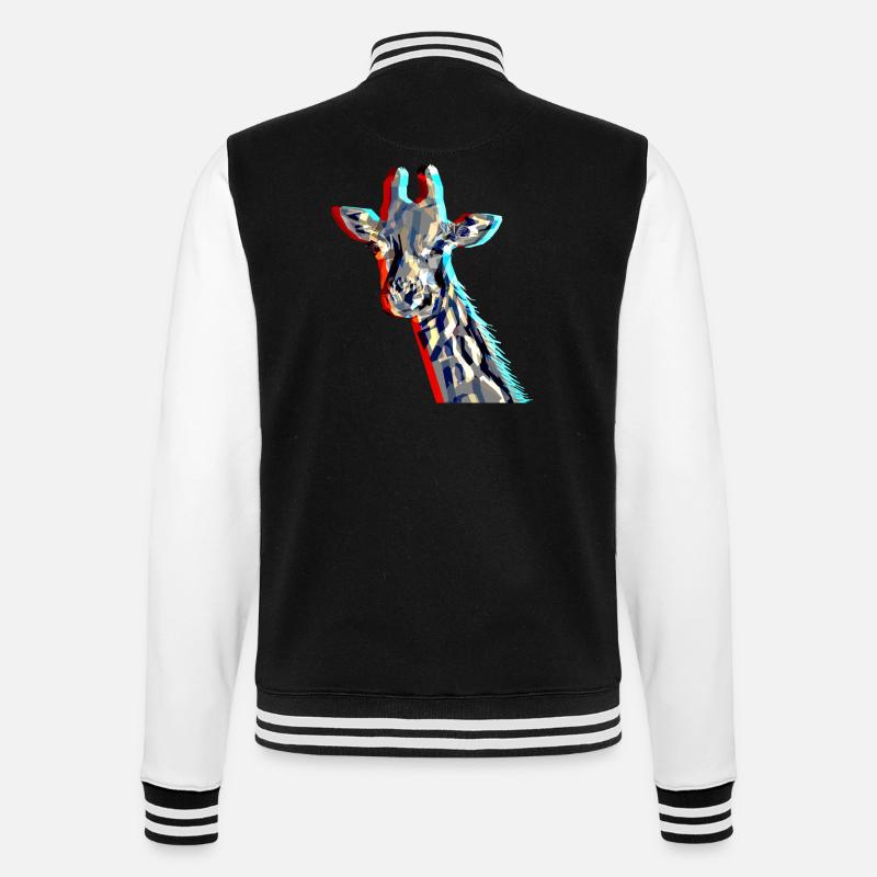 Giraffe with 3D-Effect - College-Sweatjacke - Schwarz/Weiß