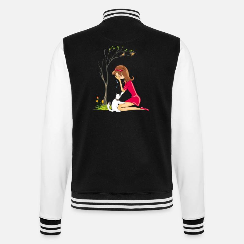 Weinendes Mädchen - College-Sweatjacke - Schwarz/Weiß