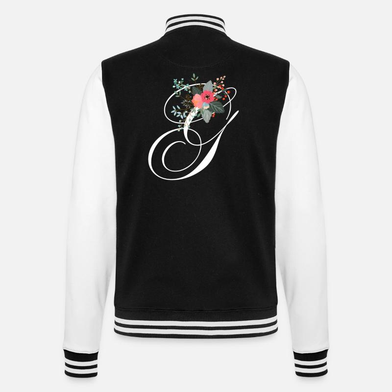 Lettre g fleuris - Veste Teddy - noir/blanc