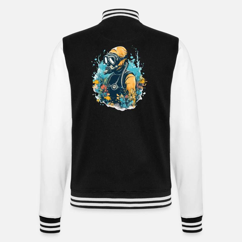 Thierry der Taucher - College-Sweatjacke - Schwarz/Weiß