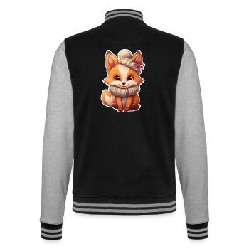süße Füchsin winterlich/weihnachtlich - College-Sweatjacke - Schwarz/Grau meliert - Hinten - Marisol (170cm)
