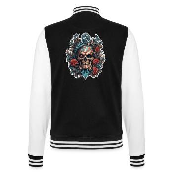 Skull / Totenkopf / Skelett / Gothic / Tattoo - College-Sweatjacke - Schwarz/Weiß - Hinten - Marisol (170cm)
