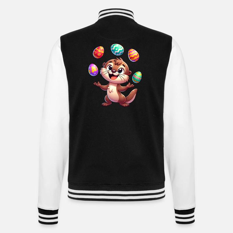 Easter Otter Juggling Easter Eggs, - College Sweat Jacket - black/white