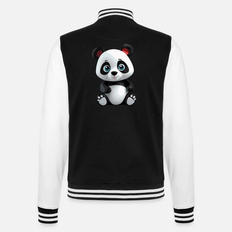Panda - College-Sweatjacke - Schwarz/Weiß