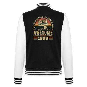 April 1988 Vintage Retro Geburtstagsgeschenk - College-Sweatjacke - Schwarz/Weiß - Hinten - Marisol (170cm)