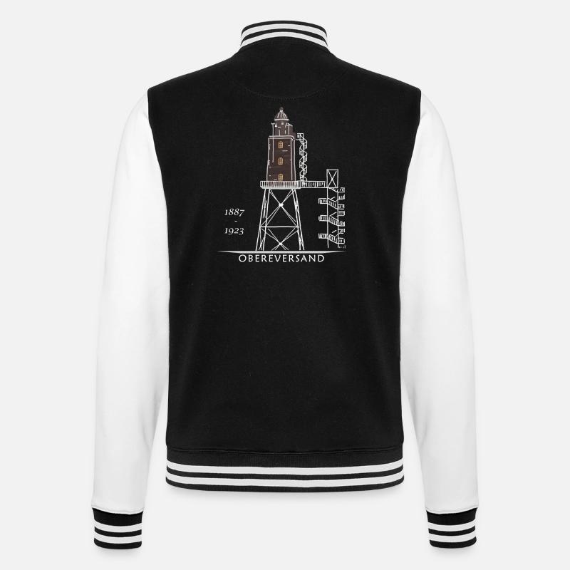 Dorum Neufeld Lighthouse, Obereversand, North Sea - College Sweat Jacket - black/white